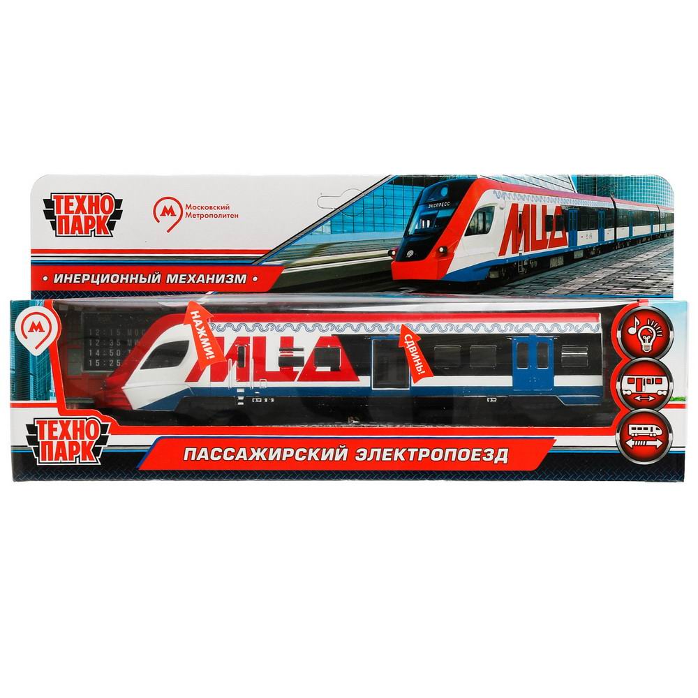 Машина Технопарк Электропоезд МЦД 21,5 см, свет/звук IVOLGA-19SLMOS-WHBU