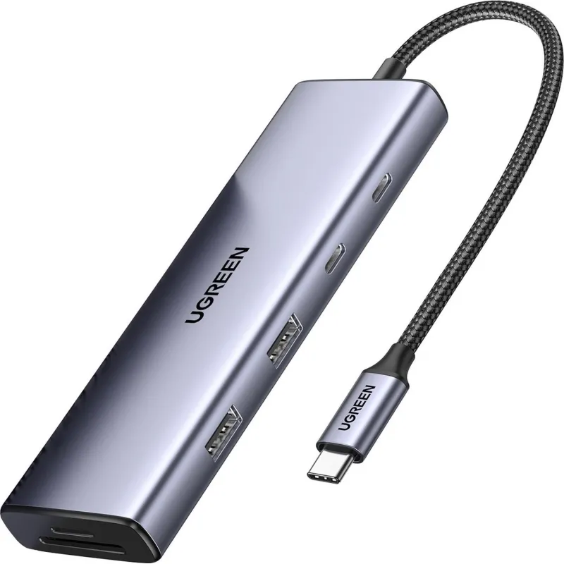 Разветвитель USB UGREEN CM498 (15375) USB3.0/USB-C/HDMI/RJ45/SD,серый 2036092 15375_