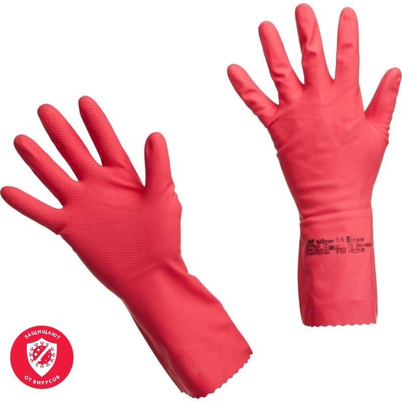 Перчатки резиновые Vileda Profes латекс хлопков.напыл красный р-р L 100751 Vileda Professional 932606