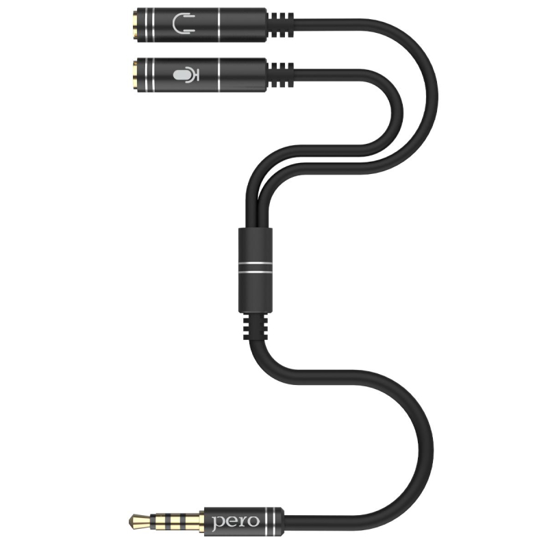 Разветвитель аудио PERO AD08 PREMIUM AUX SPLITTER MIC + SPEAK, черный Pero 1598839 4603768350927