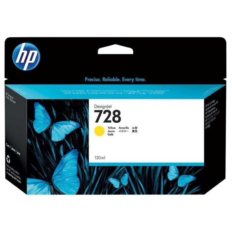 Картридж струйный HP 728 F9J65A жел. 130мл для DJ T730/T830 688357