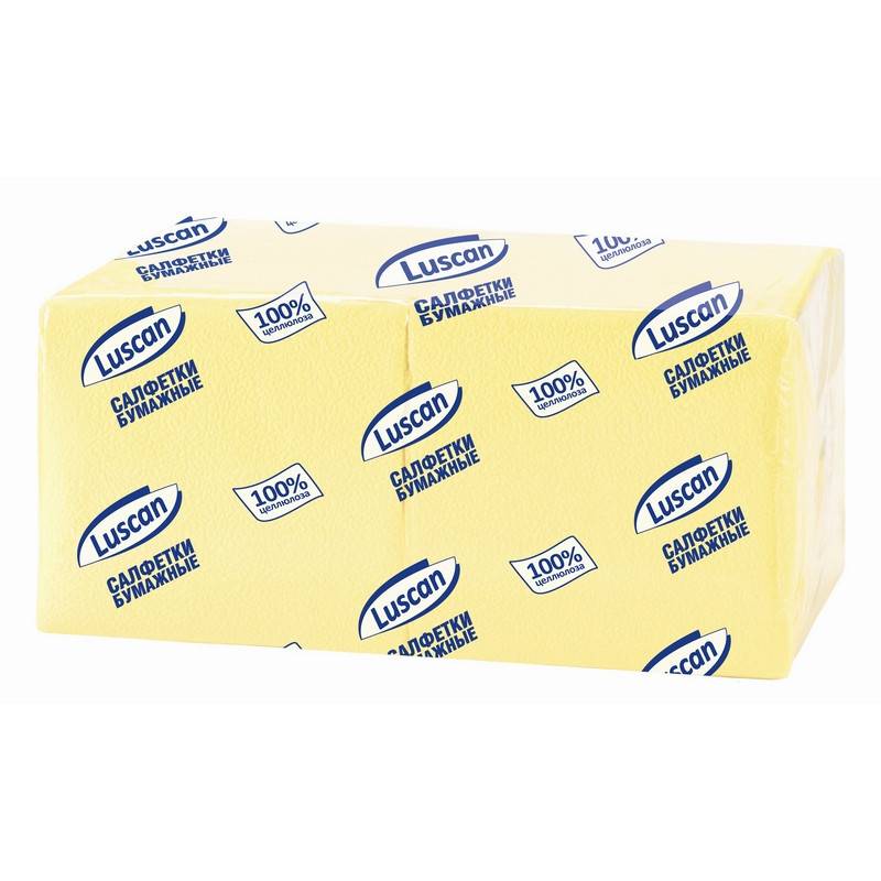 Салфетки бумажные Luscan Profi Pack 1-слойные 24х24 пастель желтые 400 штук в уп 470886