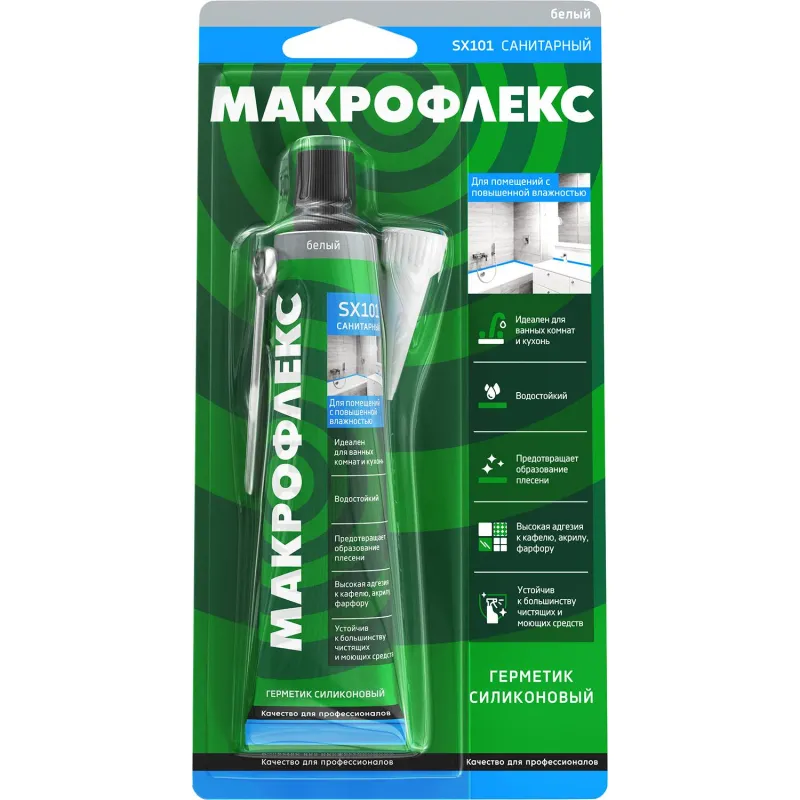 Герметик санитарный силиконовый Макрофлекс SX101, белый (70 мл) 2123853 3002437