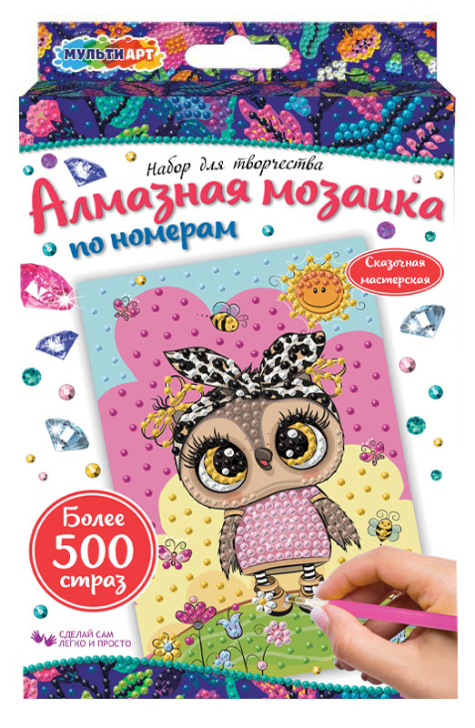Алмазная мозаика совенок, 10х15 см. MultiArt AM10X15-MAOWL