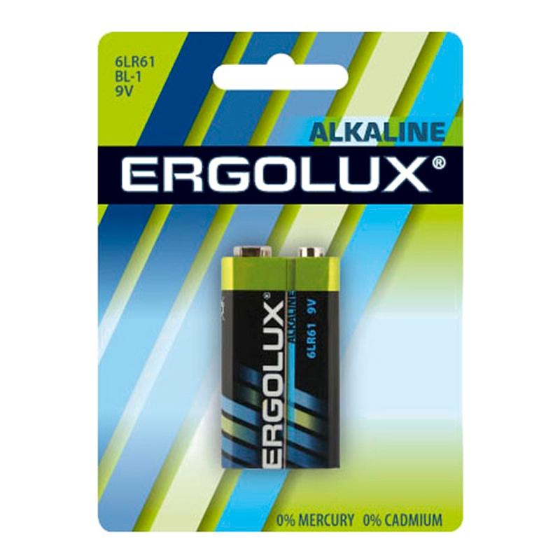 Батарейка Ergolux 6LR61 Alkaline BL-1 (6LR61 BL-1, батарейка,9В) 1615210 11753