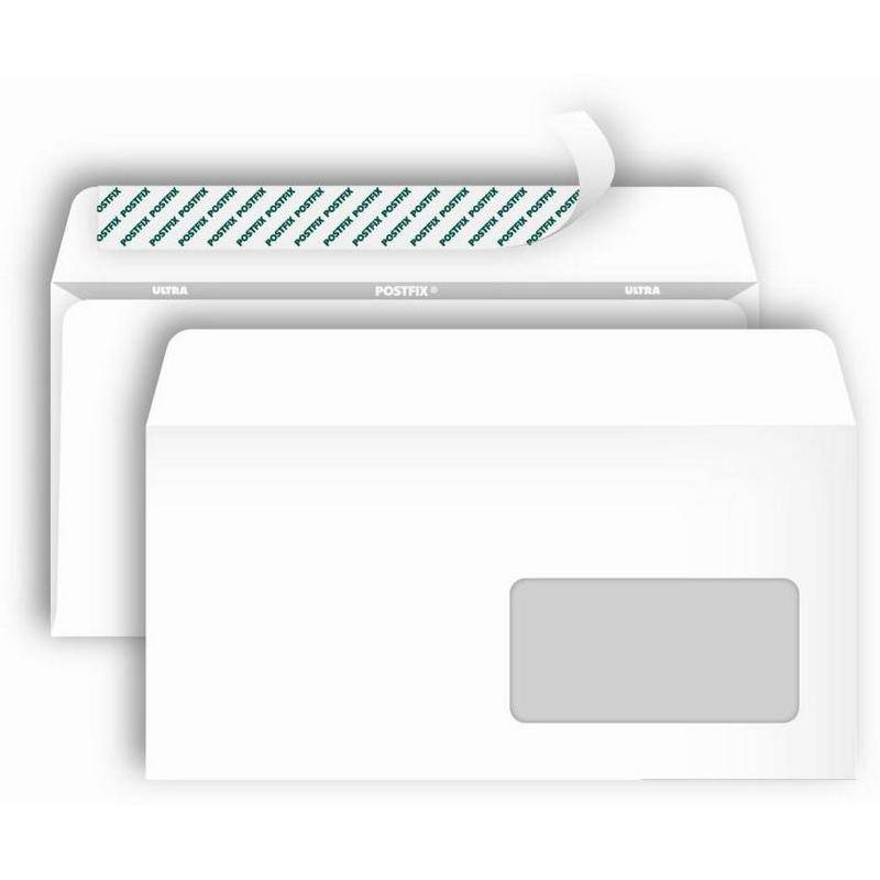 Конверты POSTFIX Е65 стрип,пр.окно110х220 80г/м2, 1000шт/уп Bong 269727