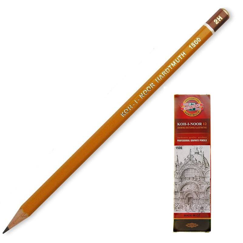 Карандаш чернографитный Koh-I-Noor 1500 2H заточенный 41781