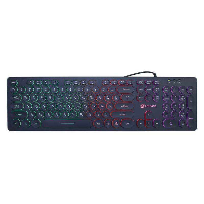 Клавиатура Oklick 420MRL черный USB slim Multimedia LED (1091226) 1813616