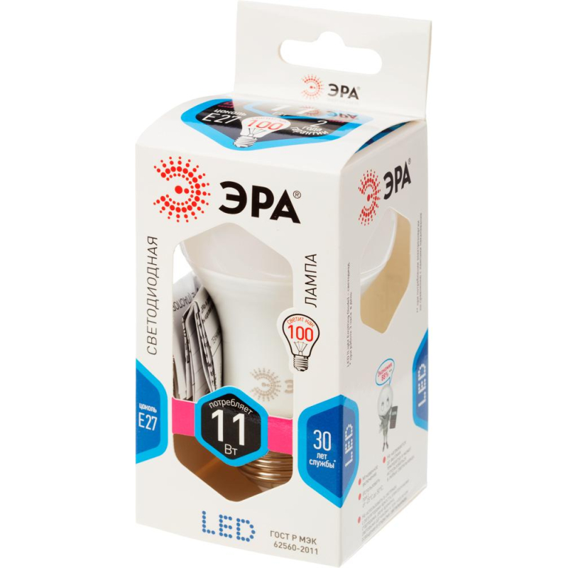 Лампа светодиод Эра LED A60-11W-840-E27 4000k нейтр.бел. ст.колба 745138 Б0029821