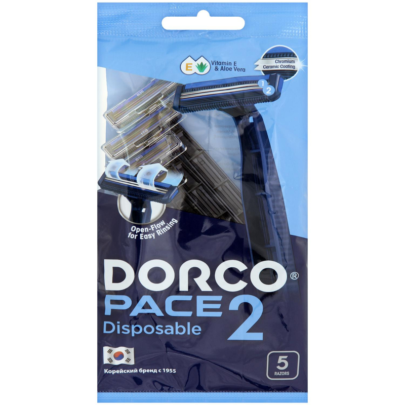 Бритва однораз. Dorco PACE2, 2 лез,фикс.гол, увл.пол 5шт/уп TNB 200BL-5P 1612029