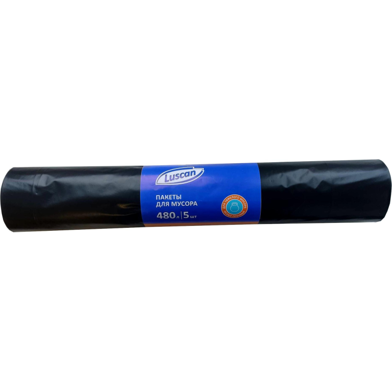 Мешки для мусора ПВД 480л 65мкм 5шт/рул черные 130х170см Luscan 1694303