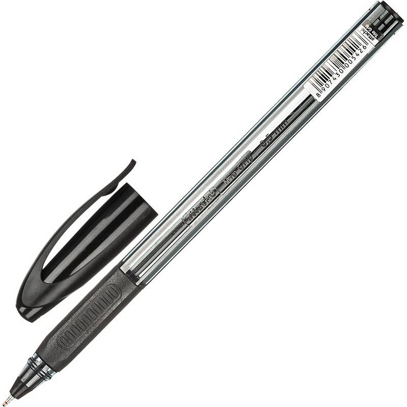 Ручка шариковая одноразовая Attache Glide Trio Grip черная (толщина линии 0.5 мм) 722460