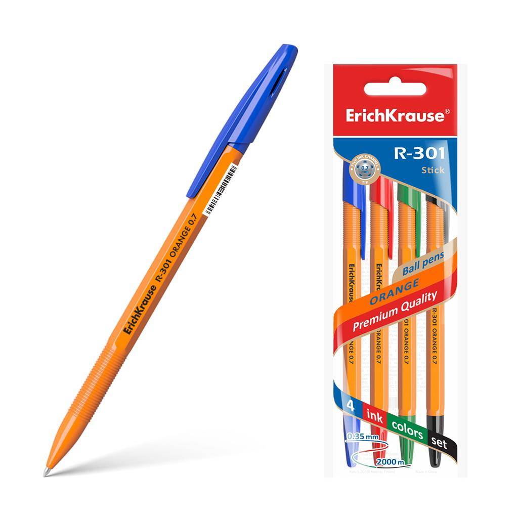 Набор ручек ErichKrause R-301 Orange Stick шариковые 44594ЕК