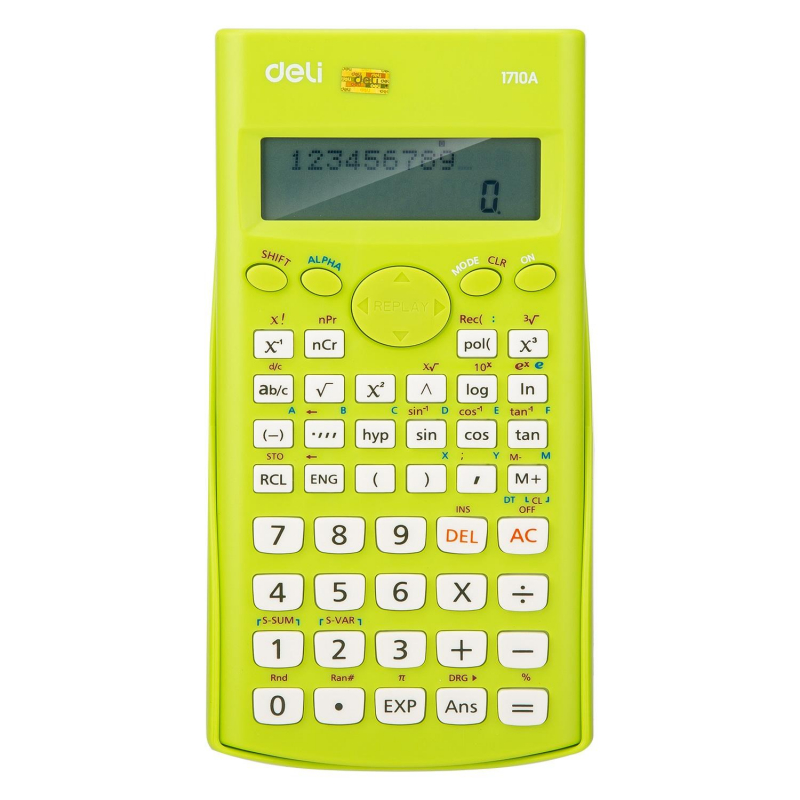 Калькулятор научный (ЕГЭ) Deli,12раз,LCD-диспл,пит от бат.зелен E1710A/GRN 1407145 E1710AGreen