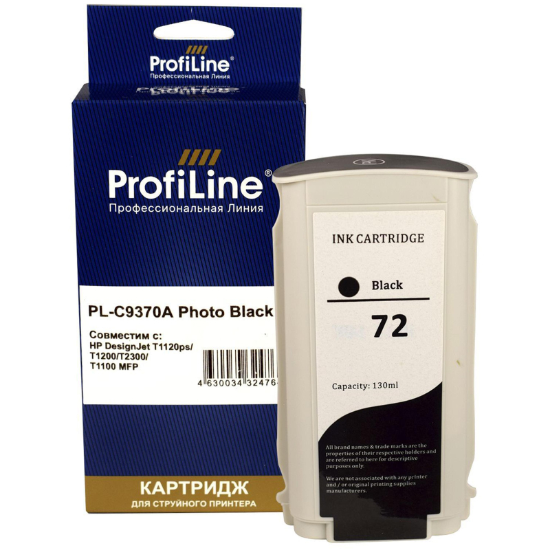 Картридж струйный ProfiLine C9370A №72 черн. для HP DesignJet T1120ps/T1200 1617342 PL_C9370A_BK