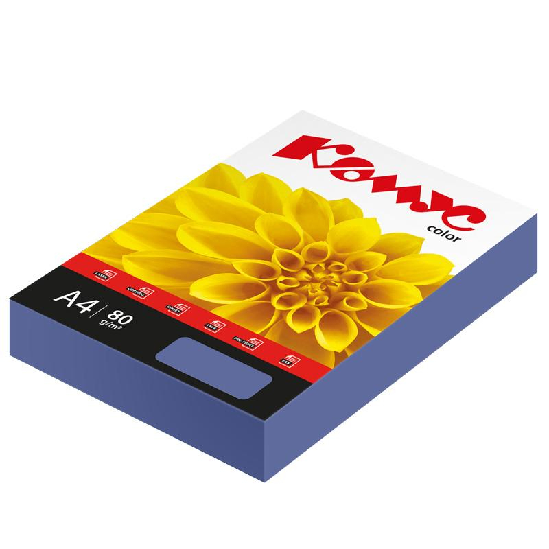 Бумага цветная Комус Color (кобальт интенсив), 80г, А4, 500 л. 619968