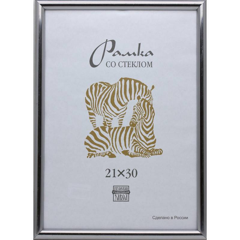 Рамка Зебра А4 21x30 см пластиковый багет 19 мм серебристая 701498