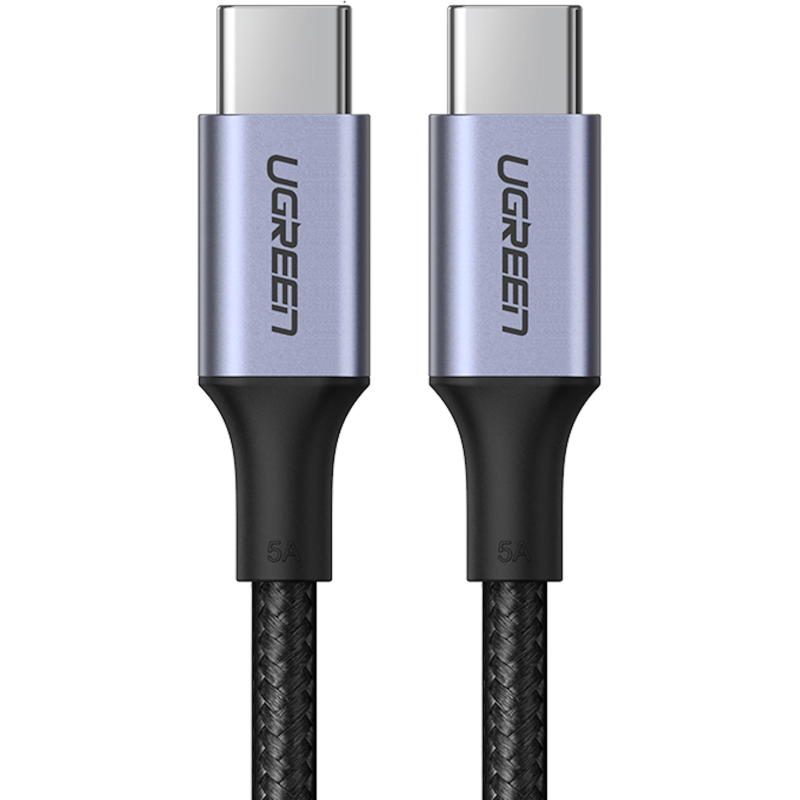 Кабель UGREEN USB C PD 100 Вт, в оплетке, черный. 1м (70427) 1940663