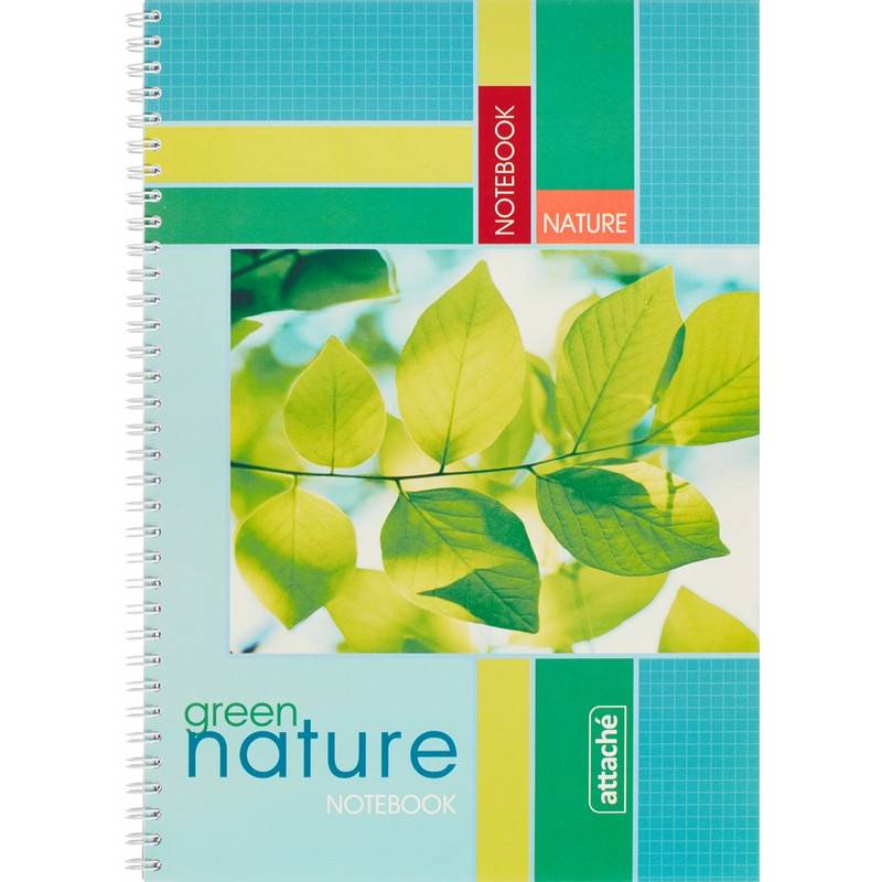 Тетрадь общая Attache Green Nature А4 96 листов в клетку спираль 76129