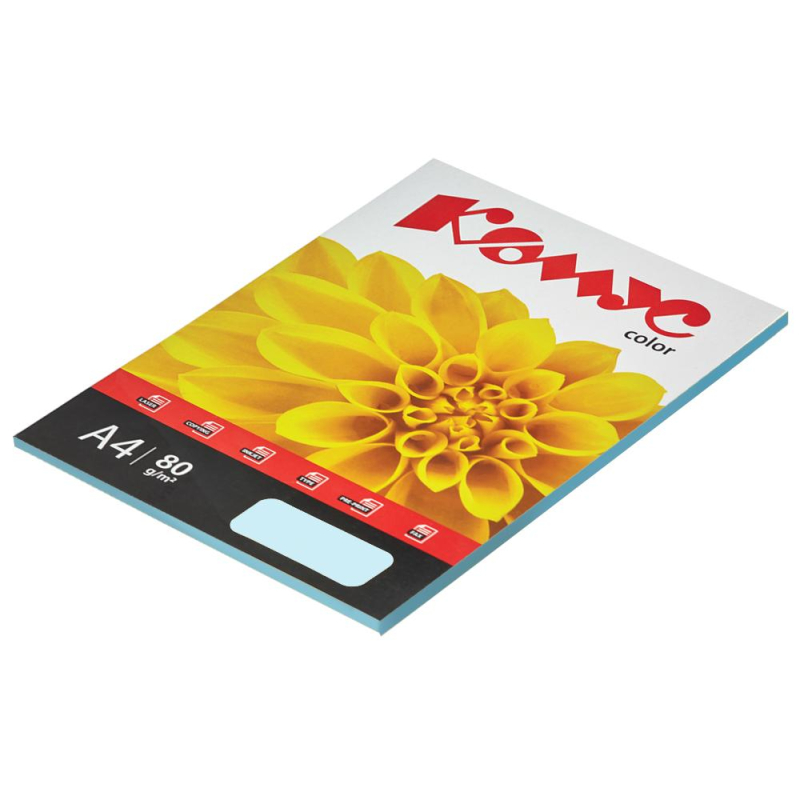 Бумага цветная Комус Color (голубая пастель) 80г, А4, 50 л. 619942