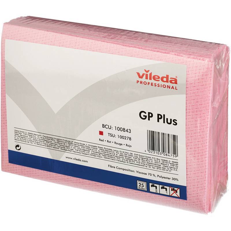 Салфетки хозяйственные Vileda ДжиПи Плюс красные 25шт/уп 100843 Vileda Professional 732838