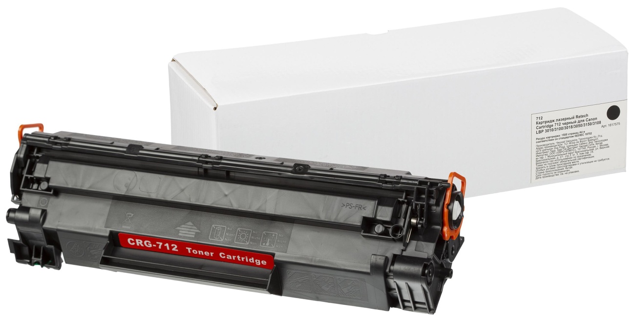 Картридж лазерный Retech Cartridge 712 чер. дляCanonLBP-3010/3100 1617575