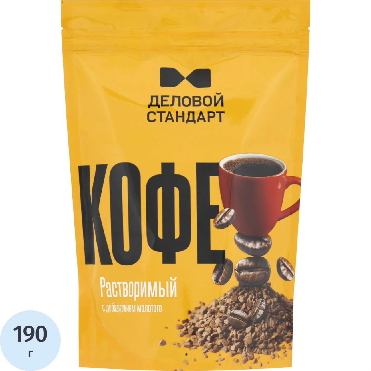 Кофе Деловой стандарт  растворимый молотый дой-пак, 190г 2111569