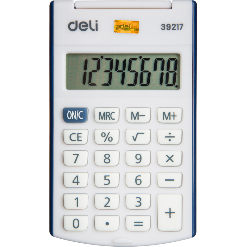 Калькулятор карман. Deli, 8-разр., LCD-диспл.,питание от батар.,синий 1407142 E39217