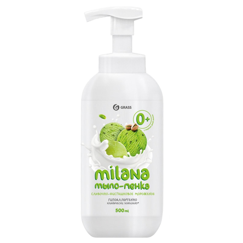 Мыло жидкое Grass Milana сливочно-фисташковое мороженое 500мл 1537407 пена 450-550