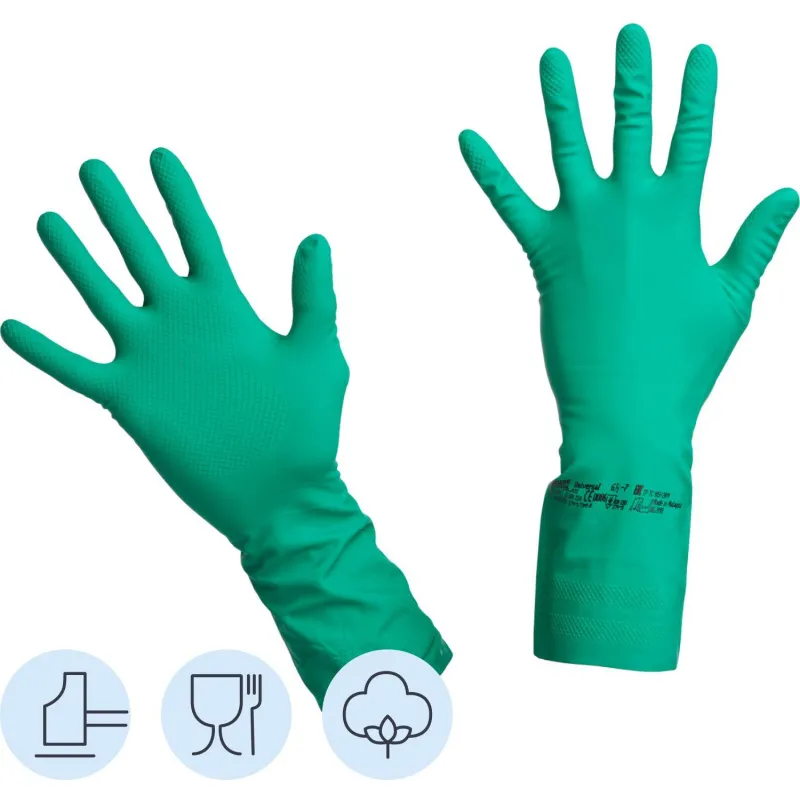 Перчатки резиновые Vileda Profes нитрил зеленый рL 100802/174383,ПС Vileda Professional 932595