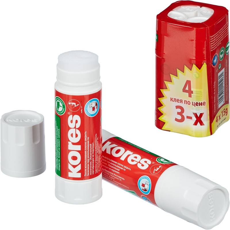 Клей-карандаш Kores 15 г (4 штуки в уп) 144627