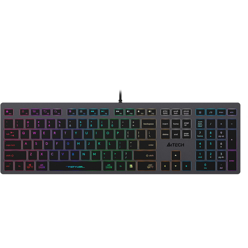 Клавиатура A4Tech Fstyler FX60H серый USB slim LED (FX60H GREY/NEON) 1777603