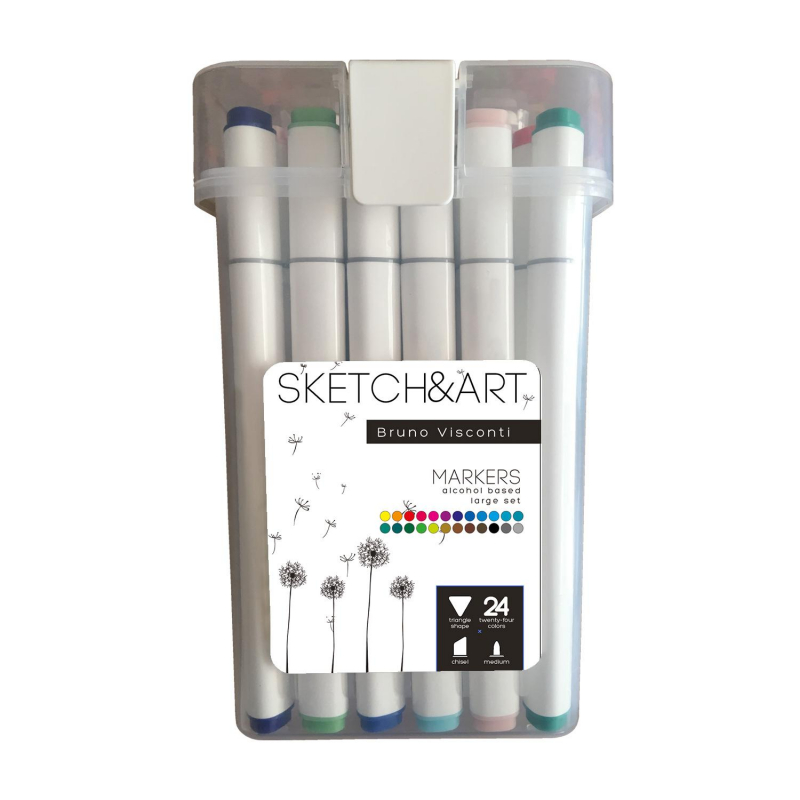 Набор маркеров SKETCH&ART СРЕДНИЙ,24 цв.ПЛАС.ПЕН,22-0077 1366363