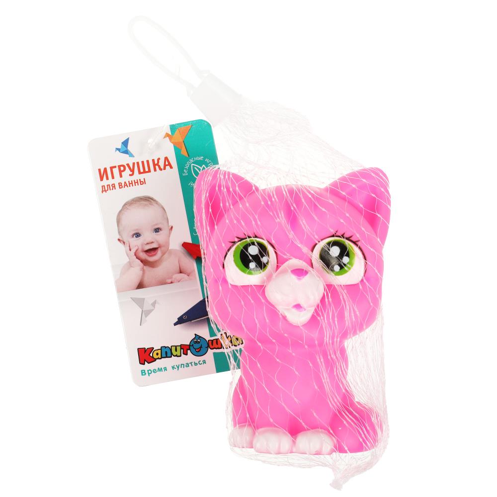 Игрушка для ванны кошечка 10 см. в сетке, КАПИТОШКА YF-09-2022