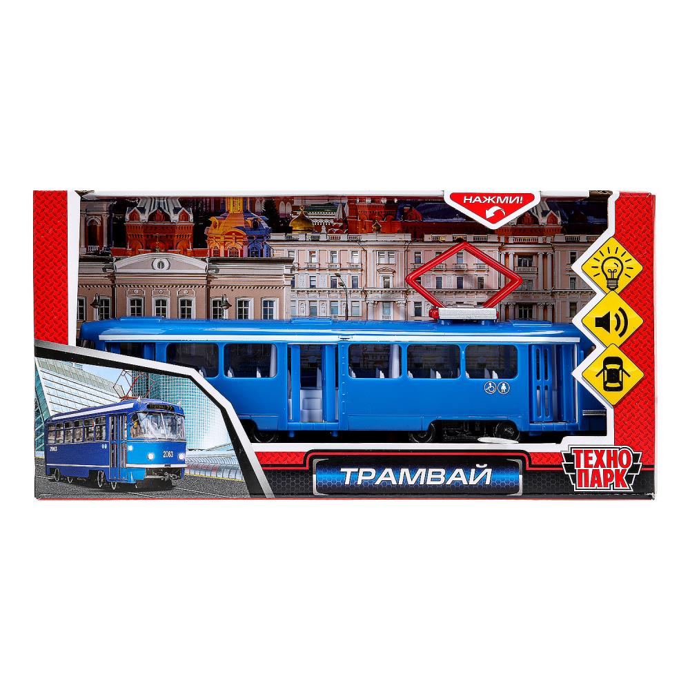 Модель пластик свет-звук Трамвай, 24 см. синий, Технопарк CT12-428-2-BL (24)
