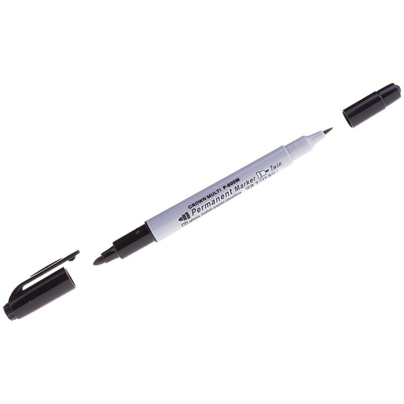 Маркер перманент. двухсторонний Crown Multi Marker Twin черный, 2мм/1мм 1495411