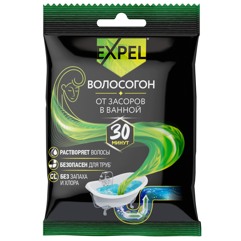 Средство для прочистки труб Expel для устранения засоров от волос саше, 50г 1880639 TS00012
