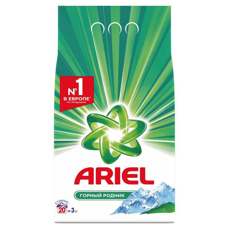Порошок стиральный Ariel Аква Пудра Горный родник автом 3кг д/бел бел 554128
