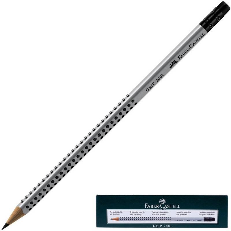 Карандаш чернографитный Faber-Castell Grip 2001 НВ заточенный с ластиком 392883