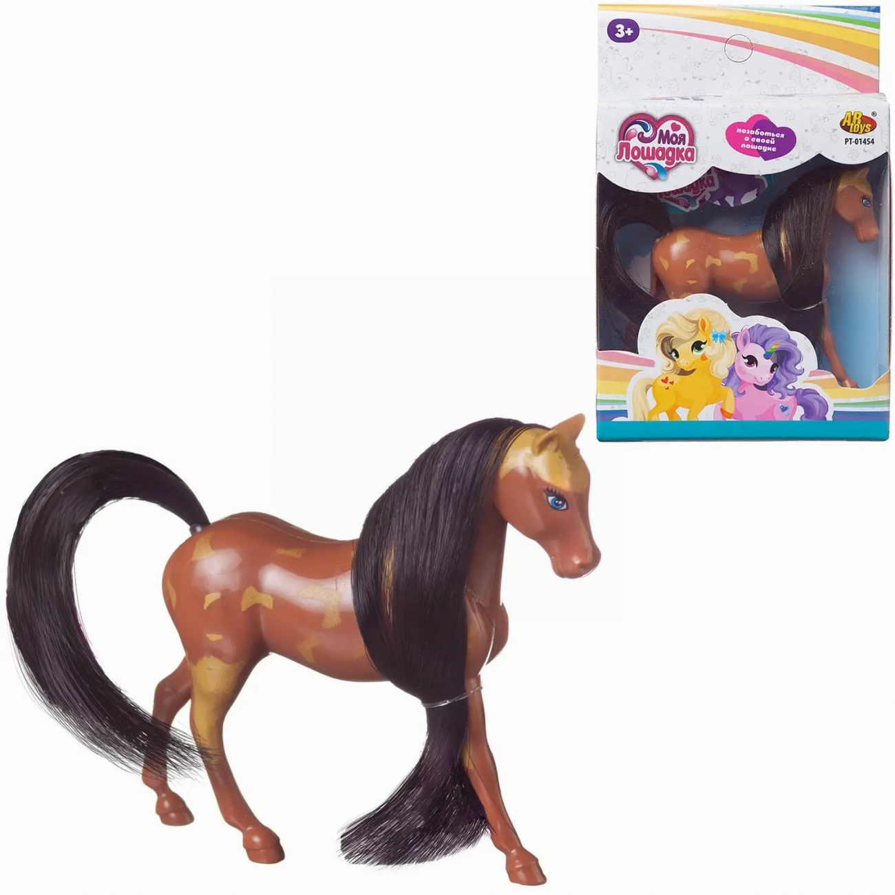 Фигурка Abtoys Лошадка коричневая с бежевыми пятнами PT-01454/коричневая