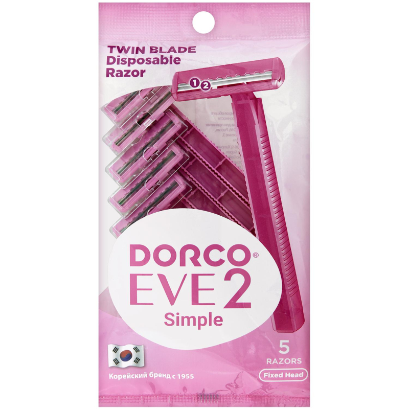Бритва однораз. Dorco EVE2 ,2-лез,пл.голов, увл.полос 5шт/уп TG 708РК-5P 1612035