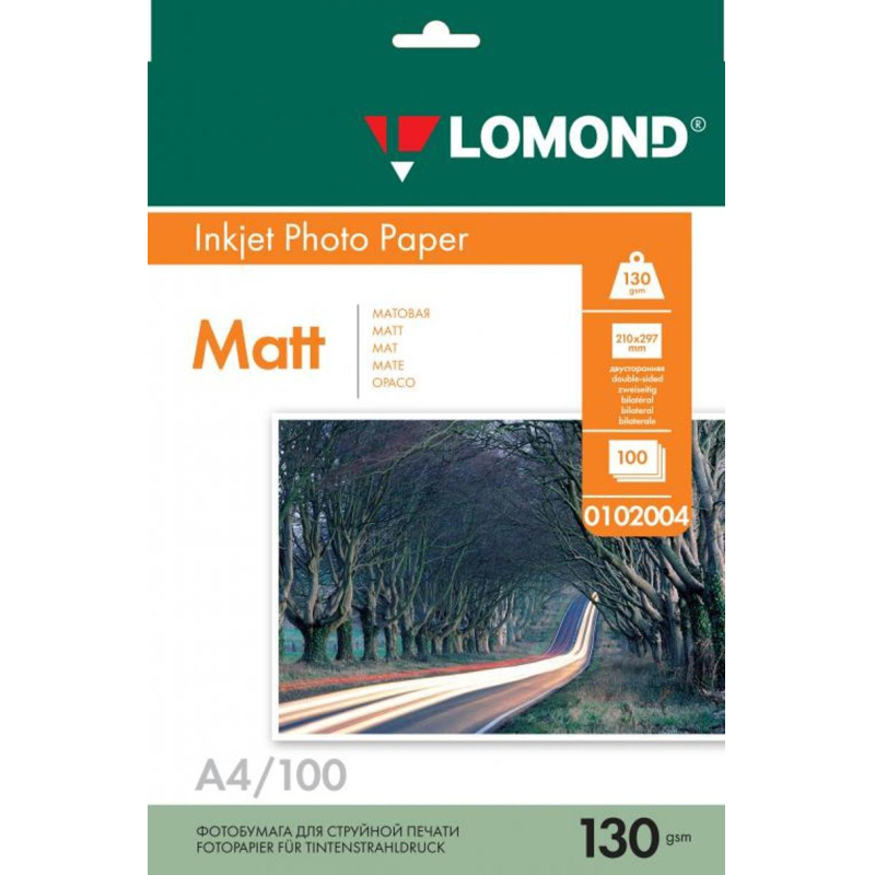 Фотобумага LOMOND двусторонняя матовая 130г A4 100л 0102004 1209960