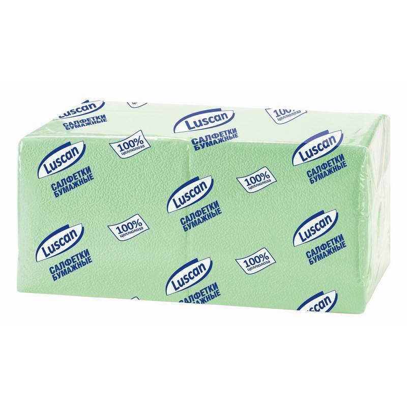 Салфетки бумажные Luscan Profi Pack 1-слойные 24х24 пастель салатовые 400 шт в уп 470887