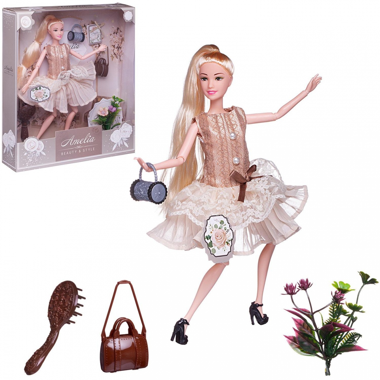 Кукла ABtoys Amelia. Современный шик в платье без рукавов, светлые волосы 30см PT-01614