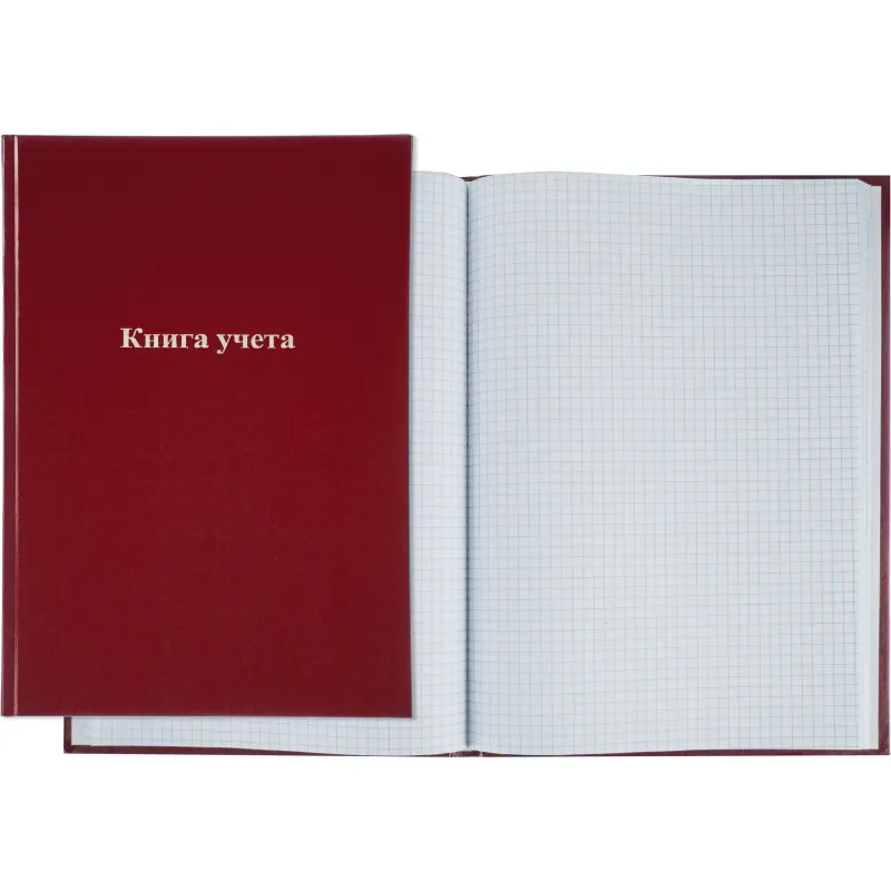 Книга учета Attache А4 96л в клетку блок офсет, бумвинил бордовый 1743626