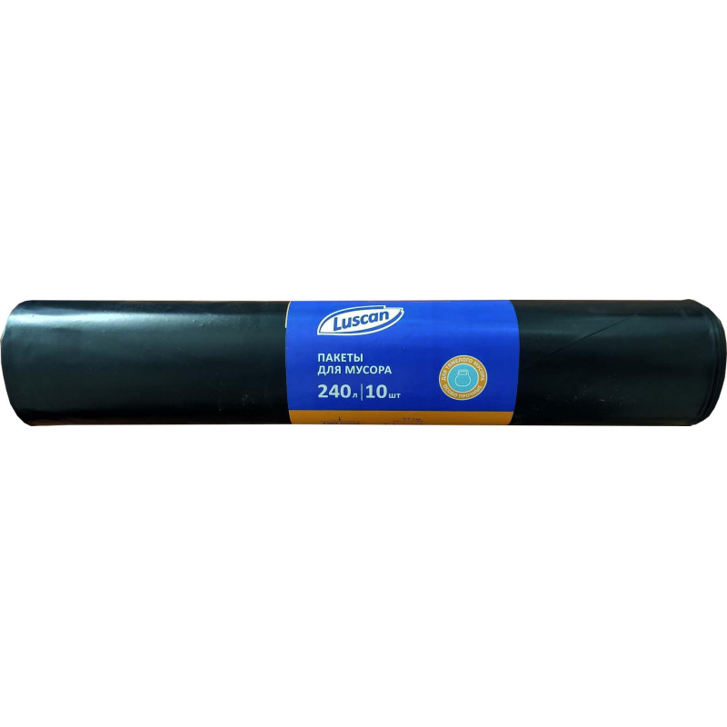Мешки для мусора ПВД 240л 100мкм 10шт/рул черные 90x135см Luscan 1694302
