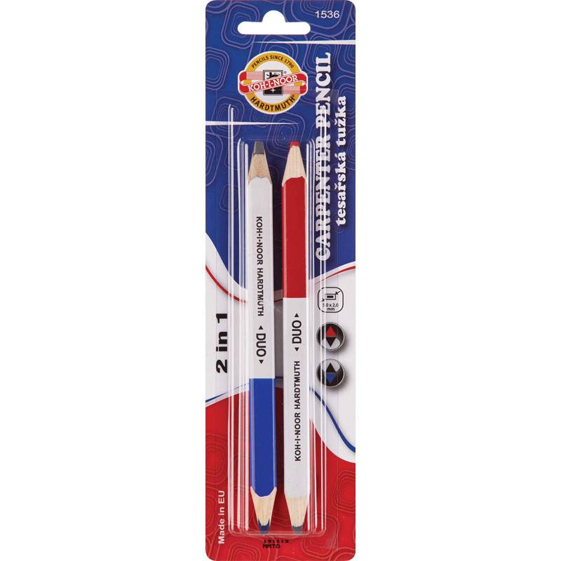 Карандаш чернографитный столярный двойной KOH-I-NOOR duo 1536 KIN 2шт/бл Че 250537