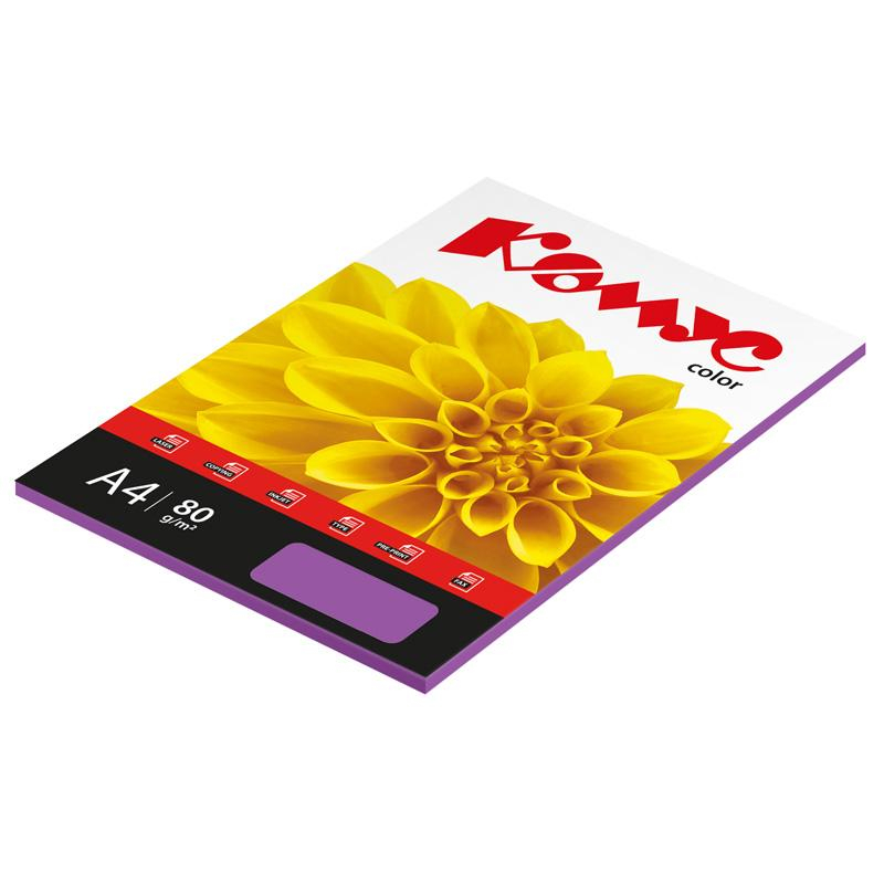 Бумага цветная Комус Color (лиловый интенсив) 80г, А4, 50 л. 619960