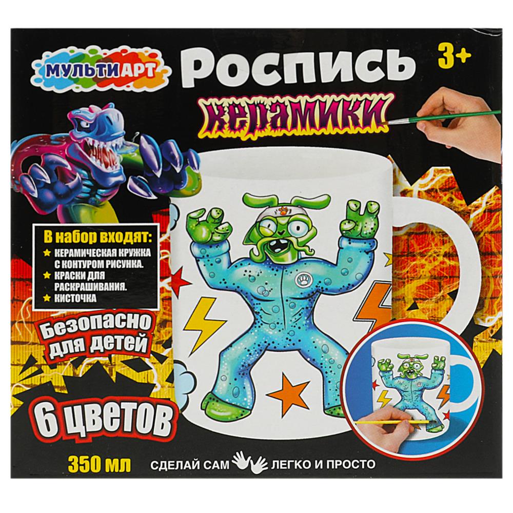 Кружка для росписи, 6 цв. монстры-тянучки MultiArt MUG-GU