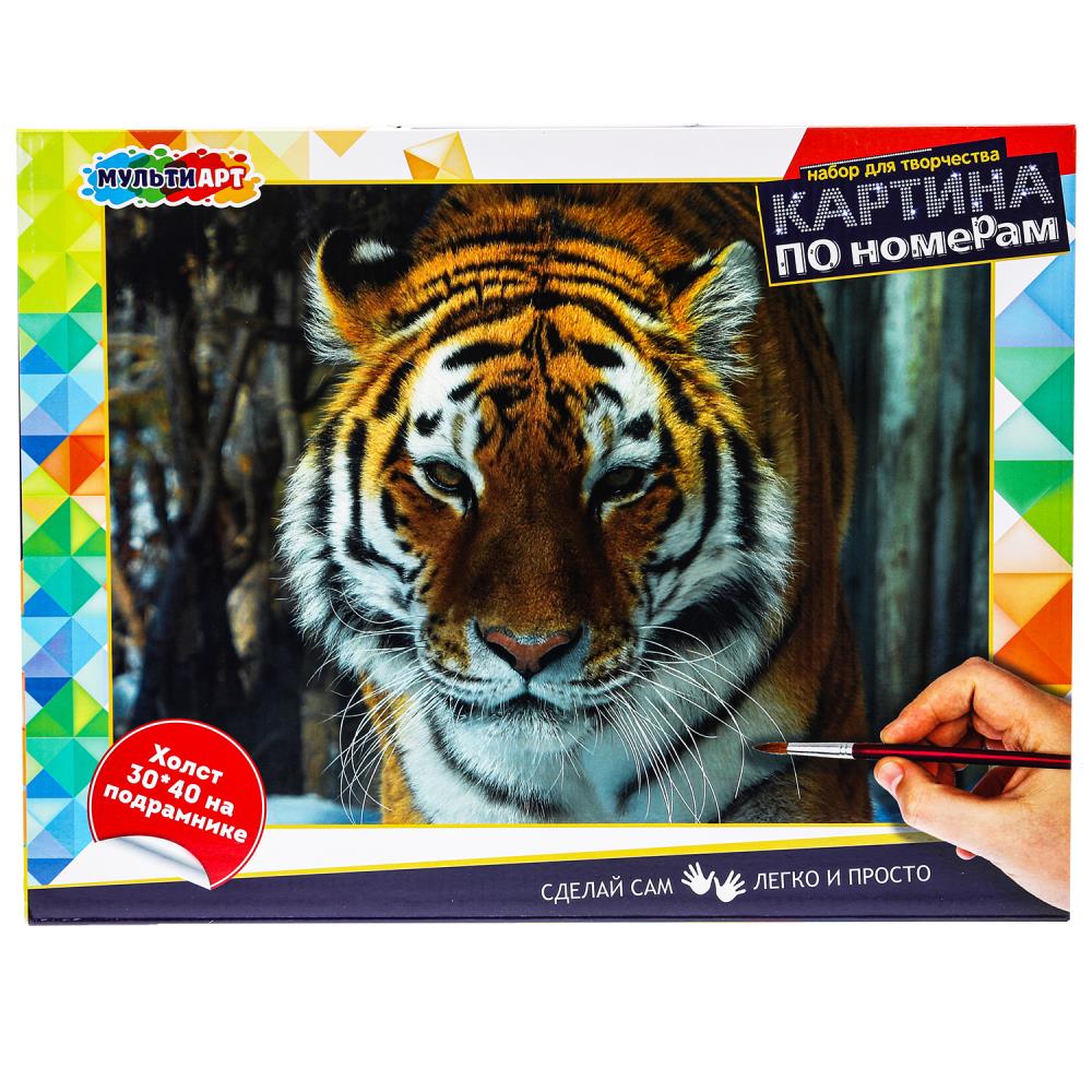 Картина по номерам 30х40 см. тигр в снегу MultiArt CANV30X40-MULTI24 (24) (24)